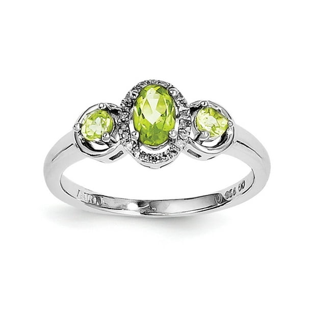 925 Sterling Silver Polished Open back Peridot Diamond Ring Jewelry Gifts for Women 7 9 Ring Size Options 925 Sterling Silver Polished Open back Peridot Diamond Ring Jewelry Gifts for Women 7 9 Ring Size Options